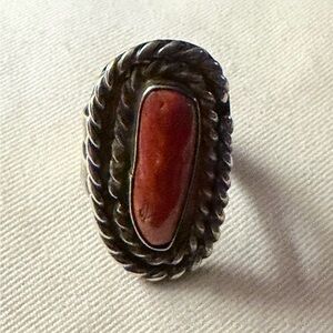 Native Indian Corral Sterling Silver Coral Cluster Pendant - by Tina Jones